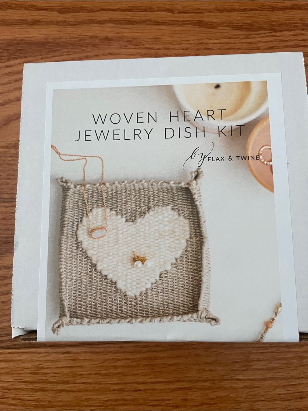 Woven Heart Necklace Dish - Cream & Tan by Flax & Twine … new in sealed box